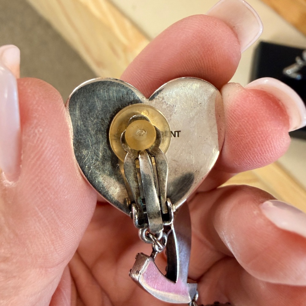 YSL Silver Heart Clip-On Earrings - Picture 5 of 5